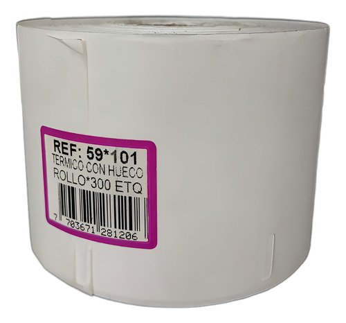 Rollo Papel Térmico Con Hueco 59×101 Mm, 300 Etiquetas