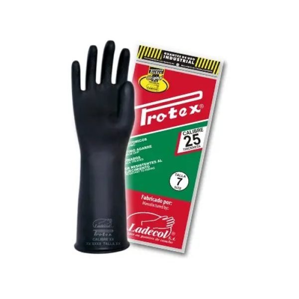 Guantes Negros Caucho Calibre35 Protex Talla L Negro