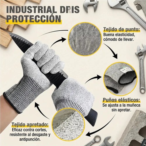 5 Pares Guantes Anticorte Nivel 5 Guantes Industriales Hppe Guantes Seguridad Gris-s - Imagen 7