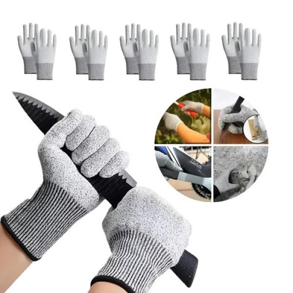 5 Pares Guantes Anticorte Nivel 5 Guantes Industriales Hppe Guantes Seguridad Gris-m