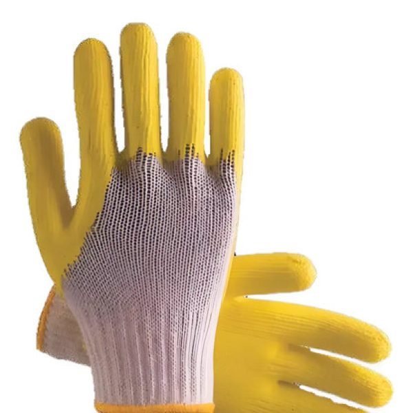 Guante Soportado Hilaza Hilo Latex Amarillo Trabajos Pesados Amarillo Universal