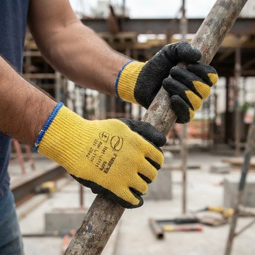 Guantes Crinkle Látex Puño En Algodón Narasafe Amarillo - Imagen 3