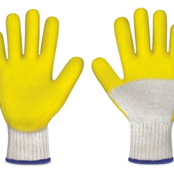 Guante Soportado Hilaza Hilo Latex Amarillo Trabajos Pesados Amarillo