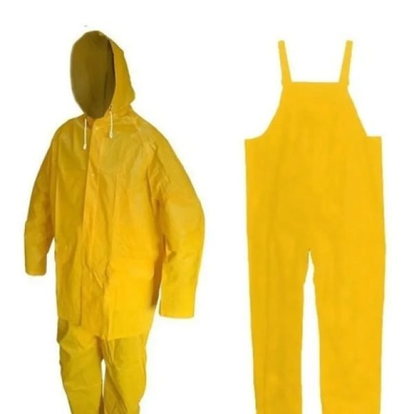 Impermeable De 2 Piezas En Pvc Pantalón Tipo Overol Amarillo