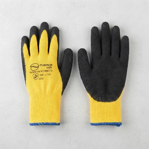 Guantes Crinkle Látex Puño En Algodón Narasafe Amarillo - Imagen 5