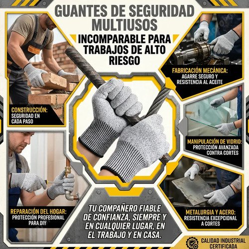 5 Pares Guantes Anticorte Nivel 5 Guantes Industriales Hppe Guantes Seguridad Gris-s - Imagen 8