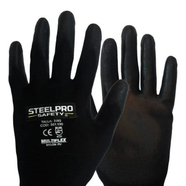 Guante Multiflex Nylon Pu Steelpro Para Alta Destreza X12und Color Negro Talla L