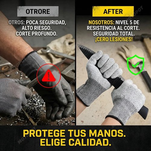 5 Pares Guantes Anticorte Nivel 5 Guantes Industriales Hppe Guantes Seguridad Gris-s - Imagen 3