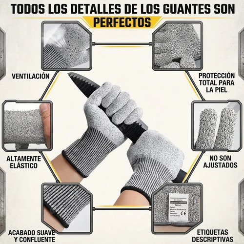5 Pares Guantes Anticorte Nivel 5 Guantes Industriales Hppe Guantes Seguridad Gris-m - Imagen 6