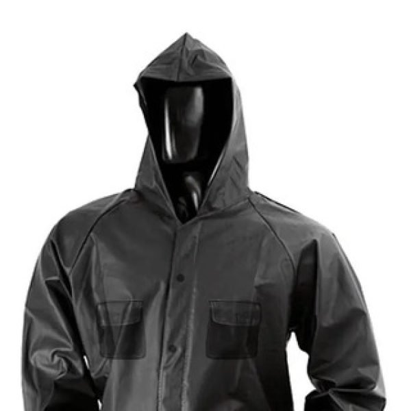 Chaqueta Impermeable En Pvc Con Capucha T/ Xl Negro Xl