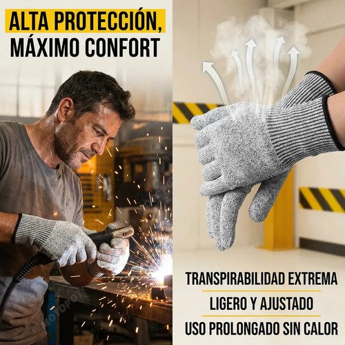 5 Pares Guantes Anticorte Nivel 5 Guantes Industriales Hppe Guantes Seguridad Gris-m - Imagen 5
