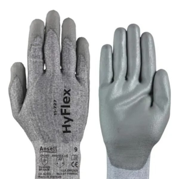 Guantes Ansell Hyflex 11-727 De Tejido Ultraligero Resistente A Cortes, Talla L Gris