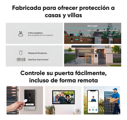 Videoportero Ip Ezviz Cs-hp7 Con Monitor Wi-fi Y Cámara 3mp Para 2 Puertas Negro - Imagen 3
