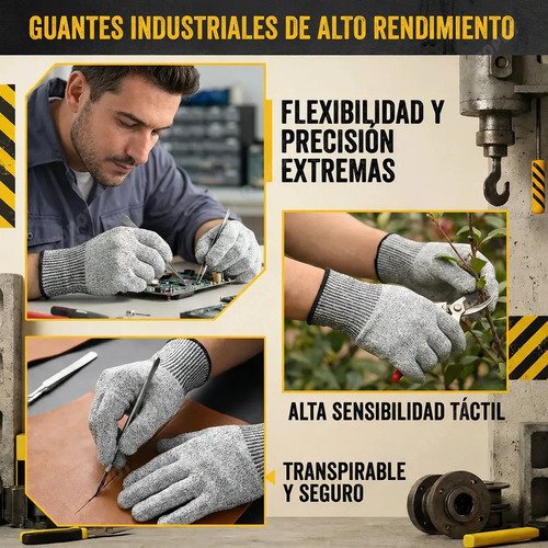 5 Pares Guantes Anticorte Nivel 5 Guantes Industriales Hppe Guantes Seguridad Gris-s - Imagen 9
