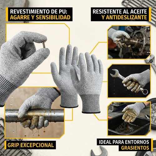 5 Pares Guantes Anticorte Nivel 5 Guantes Industriales Hppe Guantes Seguridad Gris-xl - Imagen 4