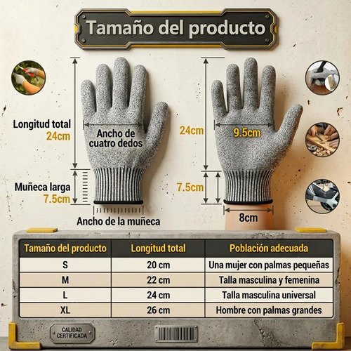 5 Pares Guantes Anticorte Nivel 5 Guantes Industriales Hppe Guantes Seguridad Gris-m - Imagen 2
